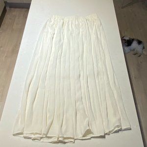 White Flowy Maxi Skirt with Elastic Waist